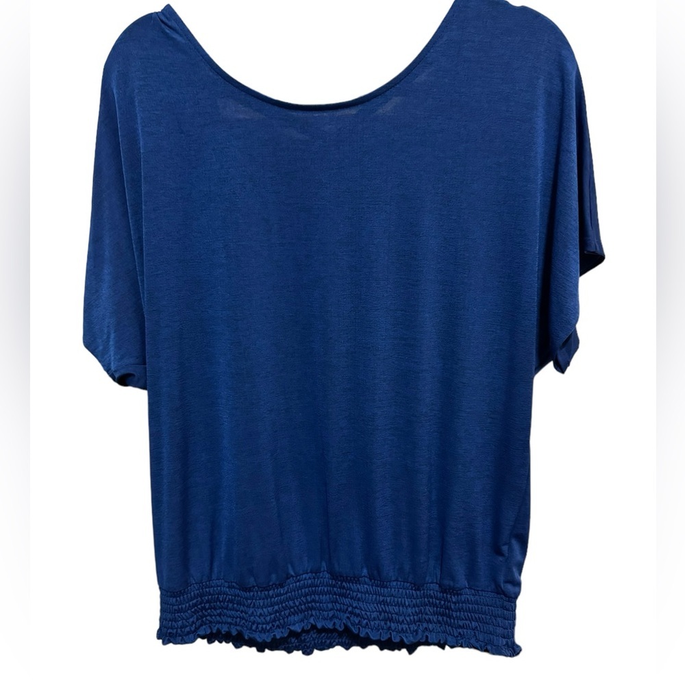 Apt 9 - blue polyester / spandex top- stretchy, flowy, cute back straps …